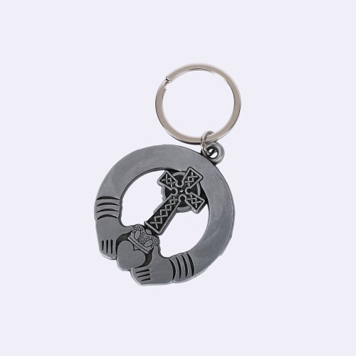 Claddagh With Cross & Stone Keyring - Pack of 4