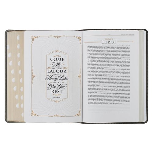 KJV Black and Gray Faux Leather King James Study Bible with Thumb Index
