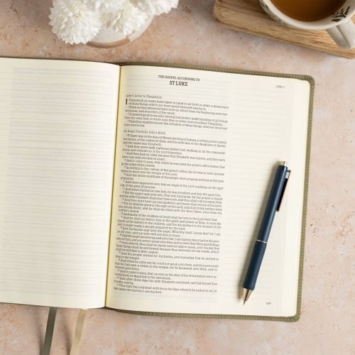 KJV Notetaking Bible, Large Print Edition, Sage Suedesoft