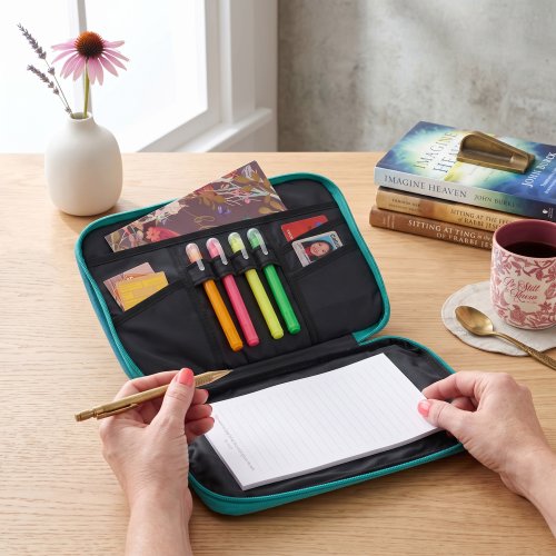 Two-Fold Turquoise Faux Leather Organiser Bible Cover - Medium