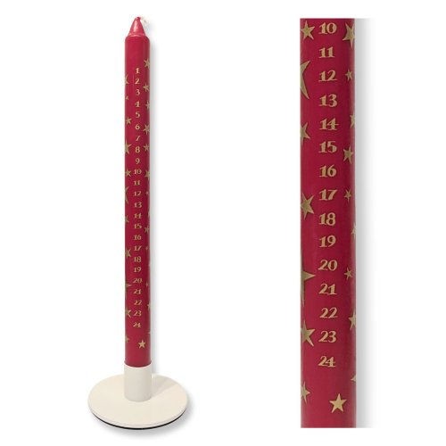 Star Red Advent Dinner Candle