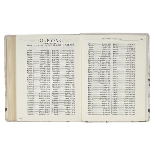 Cream Floral Faux Leather KJV Note-taking Bible - Psalm 91:4