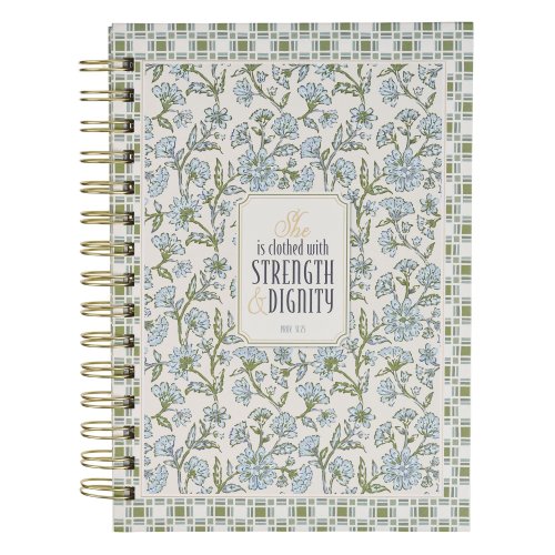 Journal Spiral Blue Floral Strength And Dignity Prov. 31:25