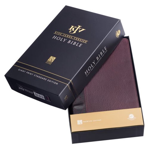 KJV Bible Giant Print Standard-size Full-grain Leather, Burgundy/Mahogany