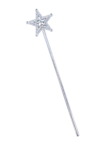 Silver Star Wand Clear Sparkle Gem Costume Accessory Silver Star Wand Clear Sparkle Gem Costume Accessory