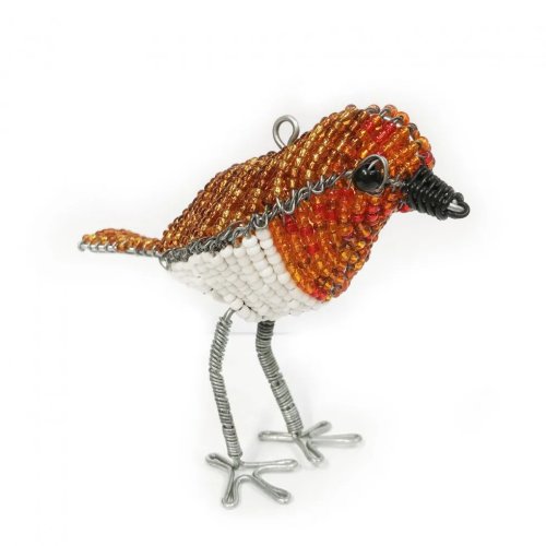 Beaded Robin hanging Christmas decoration