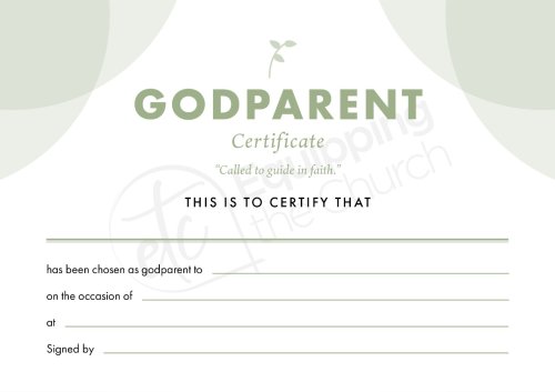 ETC Godparent Certificate A4 Landscape (pack of 10)