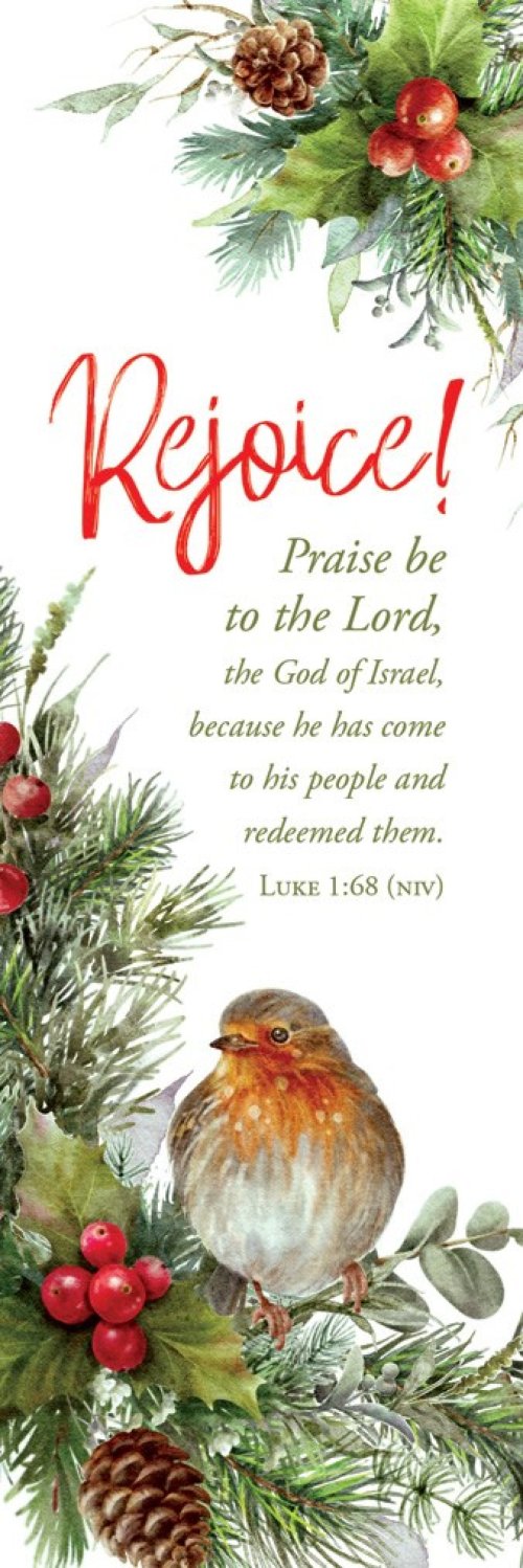 Bookmarks-Adults-Christmas-Rejoice! Luke 1:68 NIV (Pack Of 25)