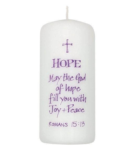 Hope May the God of Hope Fill You With Joy & Peace Romans 15:13 Candle
