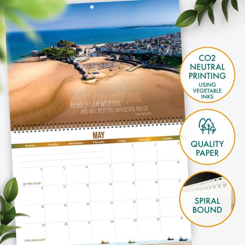 Inspirational Coastal Calendar 2026 with Bible verses on every page