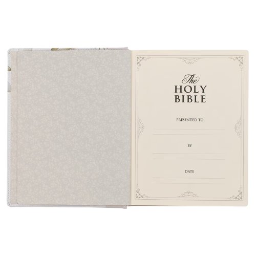 Feather Gray Floral Faux Leather Hardcover King James Version Note-taking Bible