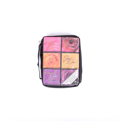 Black & Floral Microfibre Bible Cover - Large
