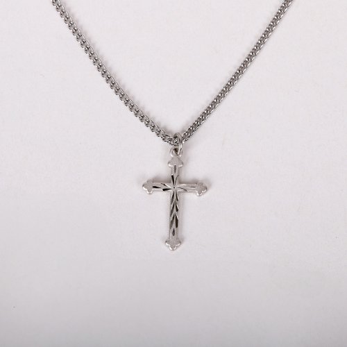 18" Sterling Silver Cross Cut Necklace
