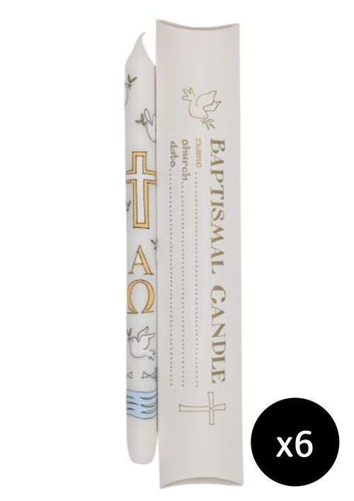 Pack of 6 Baptism Candles - Alison Gardiner Exclusive Design