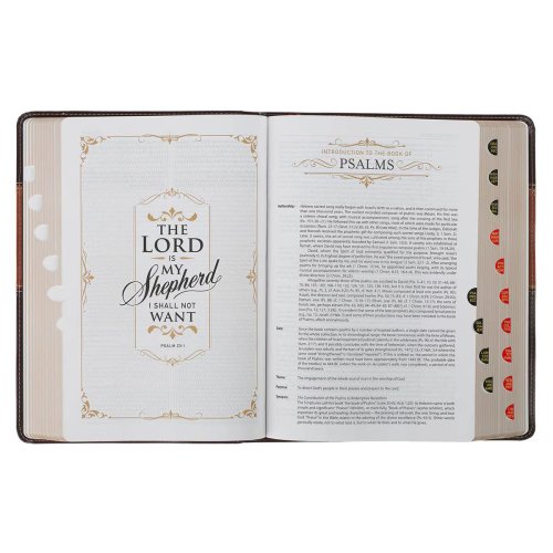 KJV Study Bible Faux Leather, Two-tone Brown with Thumb Index