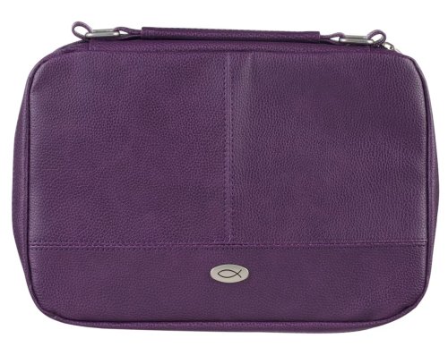 Two-fold Purple Faux Leather Organizer Bible Cover - Extra Large