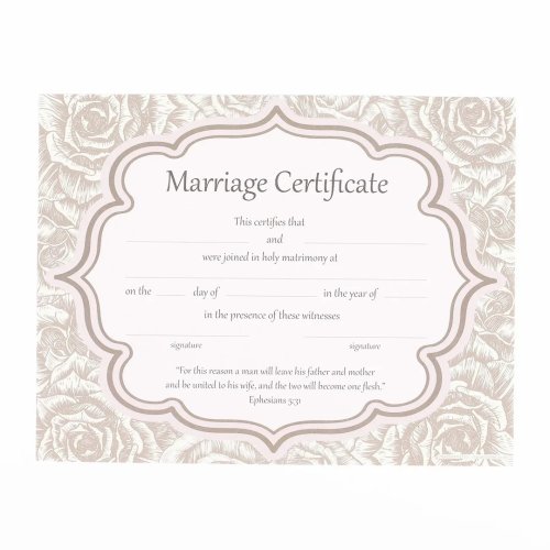 Certificate Of Marriage Vintage Pack of 6