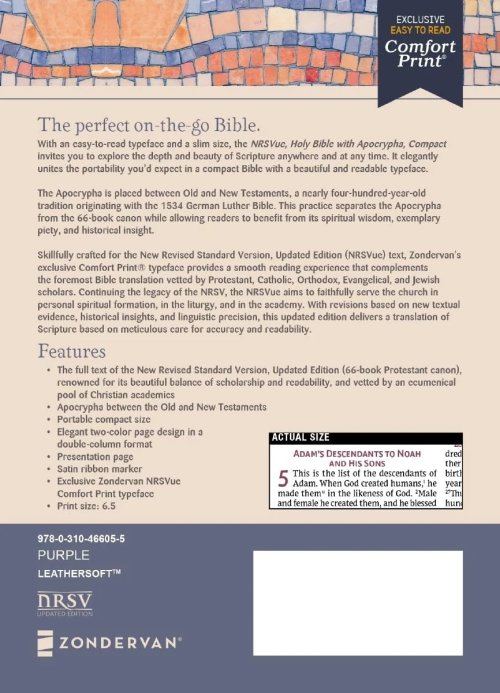 NRSVue, Holy Bible with Apocrypha, Compact, Leathersoft, Purple, Comfort Print