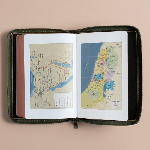 CSB Personal Size Bible, Holman Handcrafted Collection, Zipper Closure, Marbled Olive Premium Calfskin