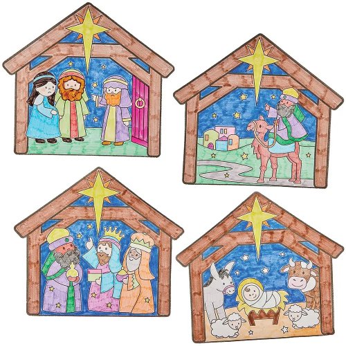 Nativity Colour-In Window Decorations - Pack of 16