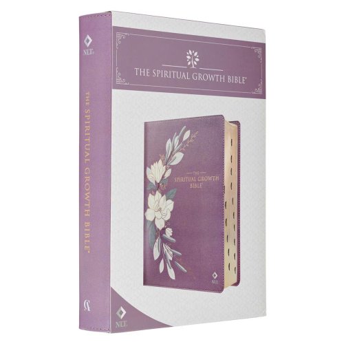 NLT Plum Floral Faux Leather Spiritual Growth Bible