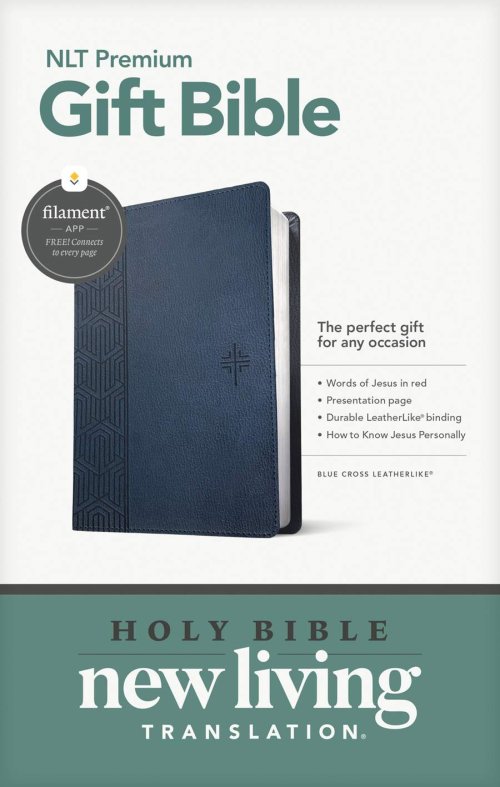 Premium Gift Bible NLT, Filament Enabled (LeatherLike, Blue Cross, Red Letter)
