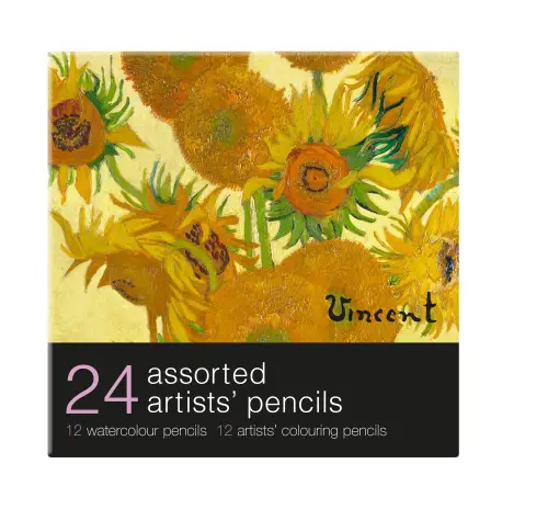 24 Assorted Artists Pencils - Van Gogh Sunflowers