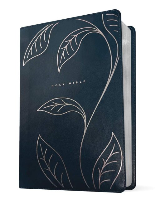 NLT Personal Size Giant Print Bible, Filament Enabled (LeatherLike, Navy Vines, Red Letter)