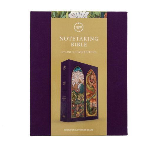 CSB Notetaking Bible, Stained Glass Edition, Amethyst Cloth Over Board