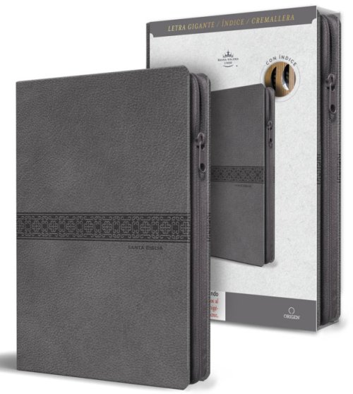 Biblia RVR 1960 Tamaño manual, letra gigante, piel gris