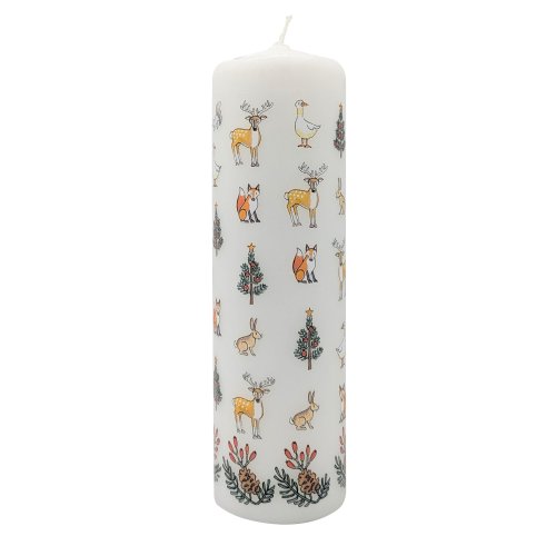20cm Winter Wildlife Pillar Advent Candle - Single