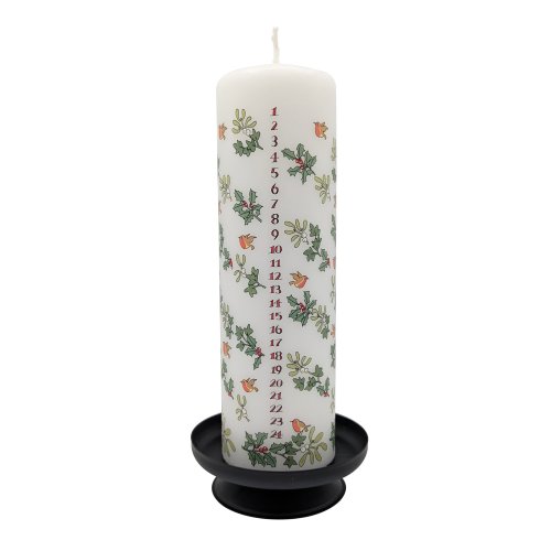 20cm Holly and Ivy Pillar Advent Candle - Single