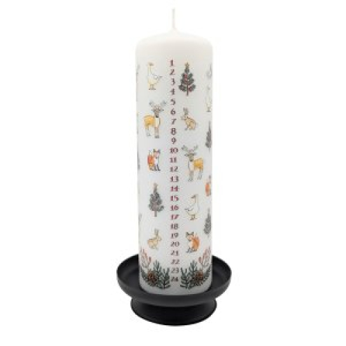 20cm Winter Wildlife Pillar Advent Candle - Single