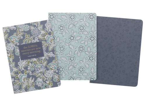 Morning Mercies Blue and Green Floral Notebook Set - Lamentations 3:22-23