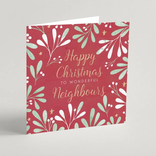 Happy Christmas to Wonderful Neighbours Single Christmas Card