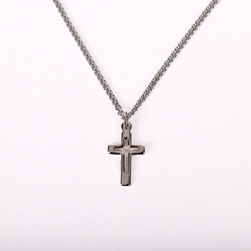 16-18" Sterling Silver Cross Cut Out Necklace