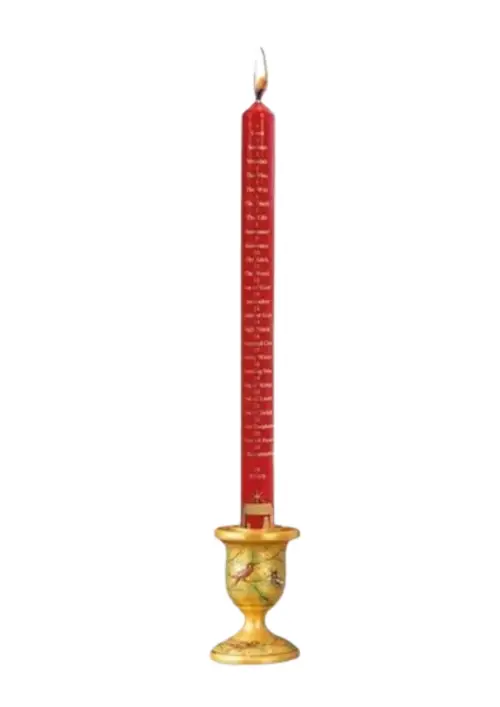 28cm Charity Advent Candle: Red with Gold Stable Design - Single (Supports Leprosy Mission)