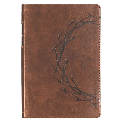 KJV Bible Giant Print Full-size Faux Leather, Crown of Thorns/Amazing Grace, Brown