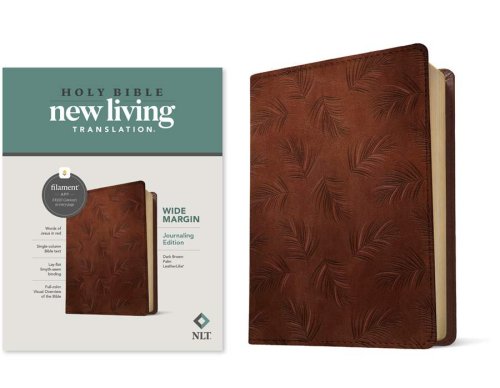 NLT Wide Margin Bible, Filament Enabled (LeatherLike, Dark Brown Palm, Red Letter)