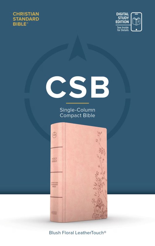 CSB Single-Column Compact Bible, Digital Study Edition, Blush Floral LeatherTouch
