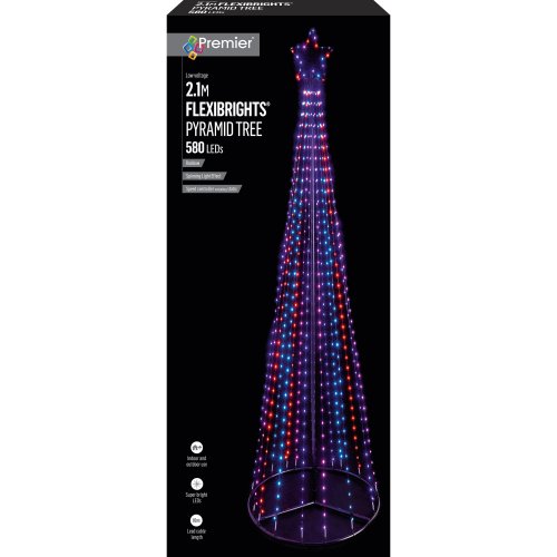 2.1m Multi-Action FlexiBright Pyramid Tree with 580 Rainbow LEDs