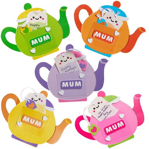Mum Teapot Greeting Card Kits | Mothering Sunday Craft - Pack of  5