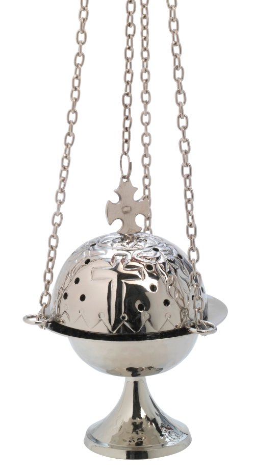 Nickel Plated Thurible with Cross H 16 cm