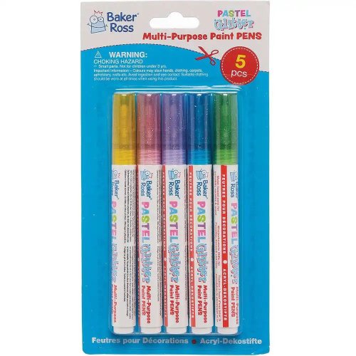 Pastel Glitter Multi-Purpose Paint Pens (Pack of 5)
