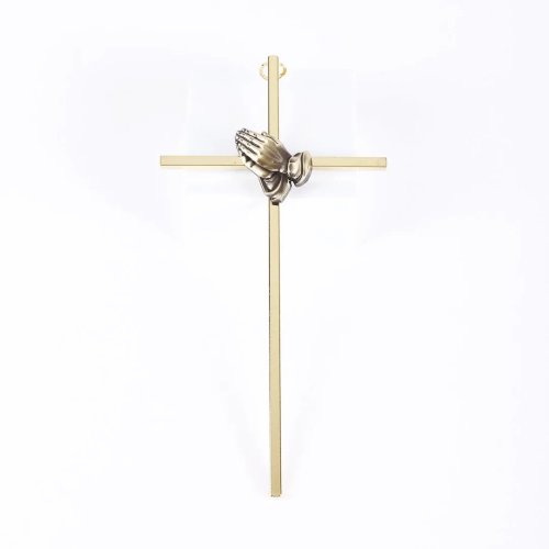 8" Gold Praying Hands Wall Cross