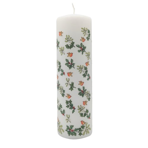 20cm Holly and Ivy Pillar Advent Candle - Single