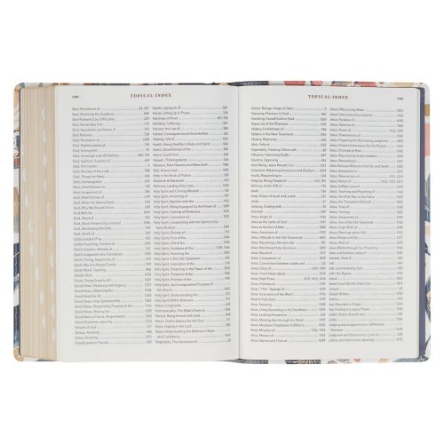 NLT, The Spiritual Growth Bible Faux Leather, Navy with leaves