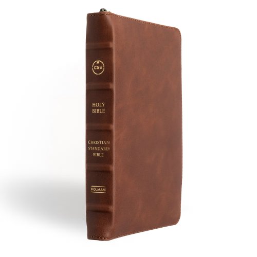 CSB Personal Size Bible, Holman Handcrafted Collection, Zipper Closure, Marbled Tan Premium Calfskin