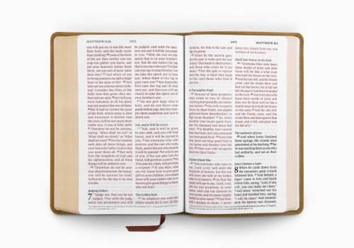 ESV Large Print Personal Size Bible, Red Letter (TruTone, Nubuck Caramel, Wildflower Design)