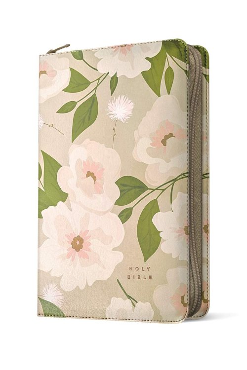 NLT Thinline Reference Zipper Bible, Filament Enabled (LeatherLike, Tender Blossom Taupe, Red Letter)